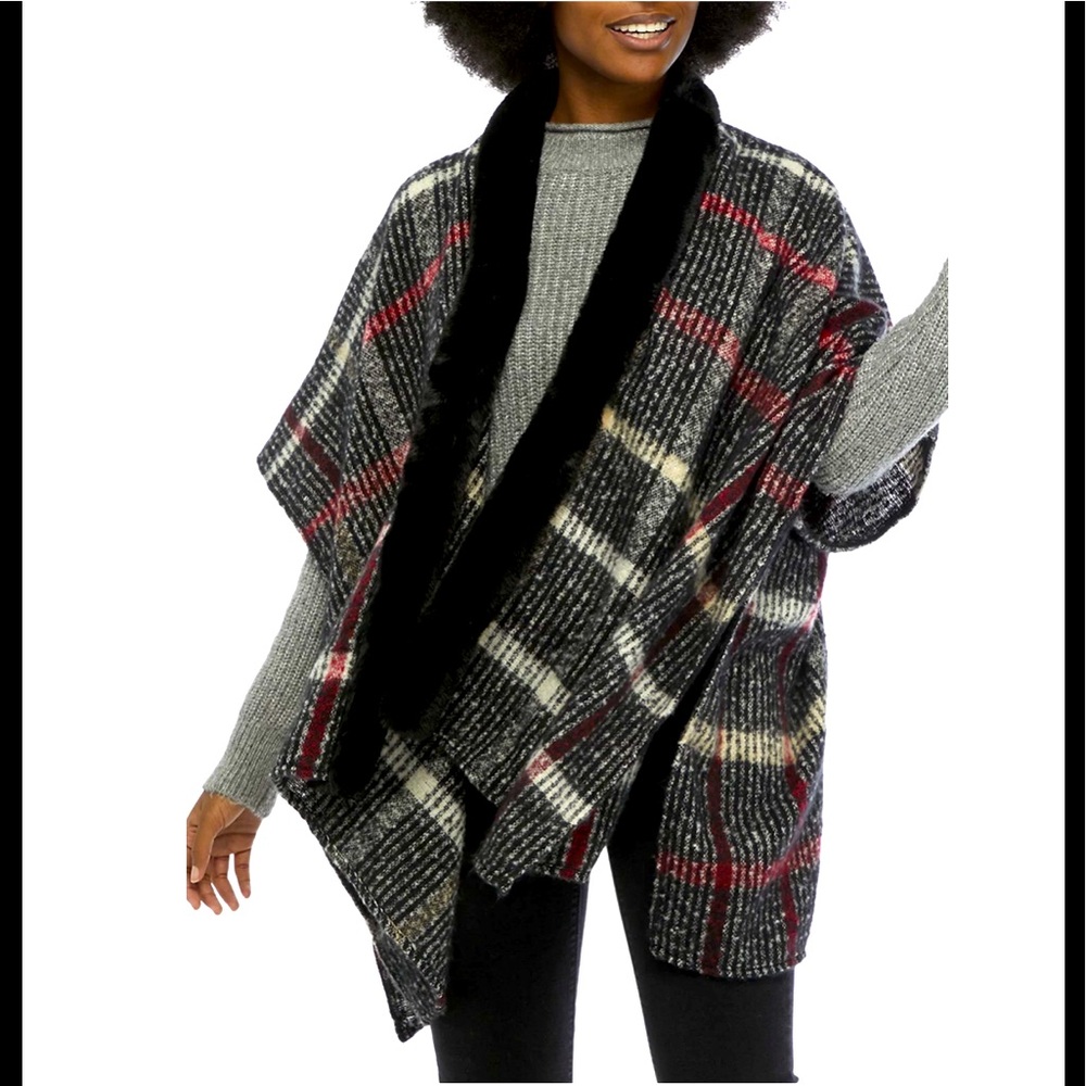 Collection XIIX Grid Stripe Faux Fur Topper